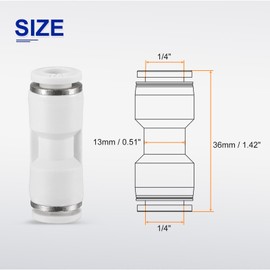 sourcing map Push to Connect Fittings 1/4" OD x 1/4" OD Straight Pneumatic Connector Zinc Alloy Quick Connect Union Two-Way Fittings for Semi Truck Trailers Air Brake System, White