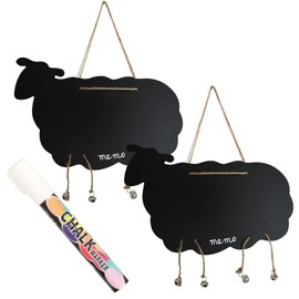 NANXJIUR Chalkboard Tags with String, 2 Pack Hanging Chalkboard Signs with Liquid Chalk Marker, Double Sided Mini Blackboard Tags Erasable Message Board Tags Wooden Chalkboard Price Signs