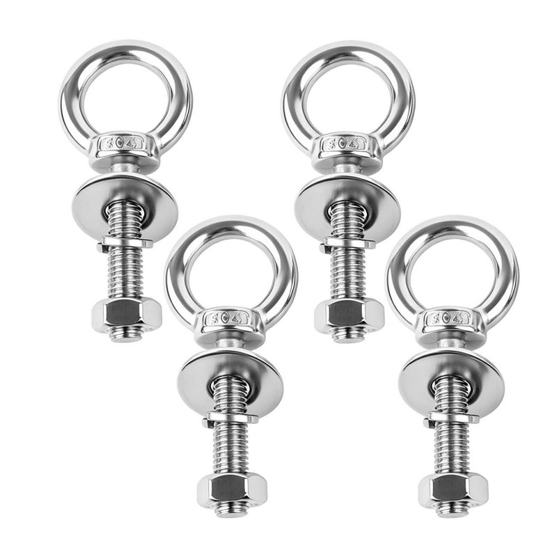 SZJIUZYD 4Set 3/8"x1" Eye Bolt with Nuts, Stainless Steel Shoulder