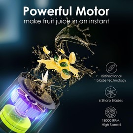 Personal Blender Wireless 24oz Cordless Mini 360 Watt Portable Blender-for Smoothies Freshly Squeezed Juices 6000mAh Self Cleaning and BPA Free Portable Juicer with 6 Sharp Blade Pearl White