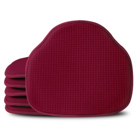 Shinnwa Windsor Chair Cushions 6 Pack, Non Slip Chair Pads for Dining Room, Farmhouse Kitchen Seat Cushion, Set of 6, 17 x 15.5 inches, Burgundy