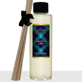 LOVSPA Christmas Cabin Reed Diffuser Oil Refill with Replacement Reed Sticks t | A Blend of White Birch Bark and moked Vanilla Bean | A Woodsy Holiday Favorite | DIY Room Fragrance| Made in The USA