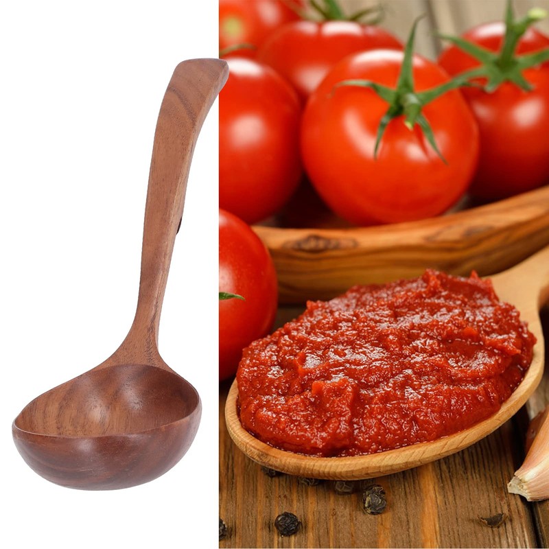 HilBeliFU Wooden Soup Ladle, 9.44in Long Ladle Spoon with Back