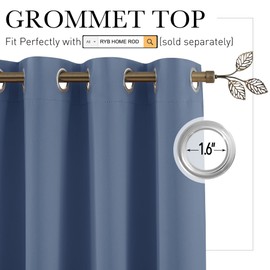 RYB HOME Privacy Room Divider Curtains Blackout Thermal Insulating Soundproof Partitions for Restroom Dorm Apartment Separator Kids Nursery Home Office Meeting, 1 Panel, Stone Blue, W 100 x L 84 inch