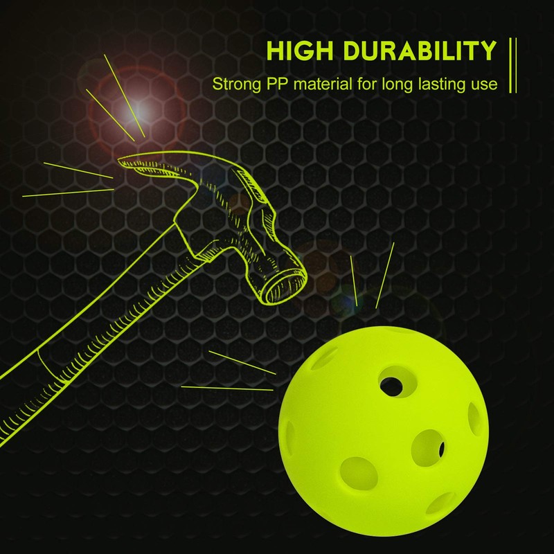 Lixada Pickleball Balls with 26 Small Precisely Drilled Holes for