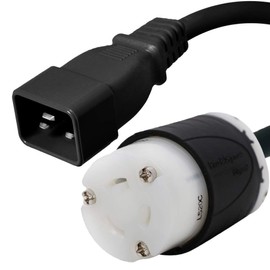 IronBox Electric - IEC C20 to NEMA L5-20R Plug Adapter Power Cord - Rated for 20A, 125V - Power Cord Adapter with 12/3 SJT Wire - Ideal for Data Centers, Server Racks, and Industrial Use (1 Foot)