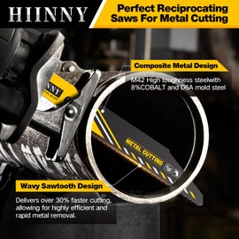 Hiinny 25 Pack 6in 14/18 TPI Bi-Metal Auto Reciprocating Saw Blades,Sawzall Blades Metal Cutting with M42 Teeth and Cobalt,for 1/16-5/16 Medium Metals,Replace for Milwaukee Dewalt Diablo Blade