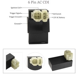 Moped Scooter Ignition CDI Box GY6 50cc 125cc 150cc Scooter ATV Go Kart Motorcycle (6 Pin) *AC* (Black)