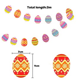 MEISH 2 Pieces Easter Banner Decoration Colorful Easter Egg Garland Flag Hanging Easter Egg Paper Cutout Bunting for Easter