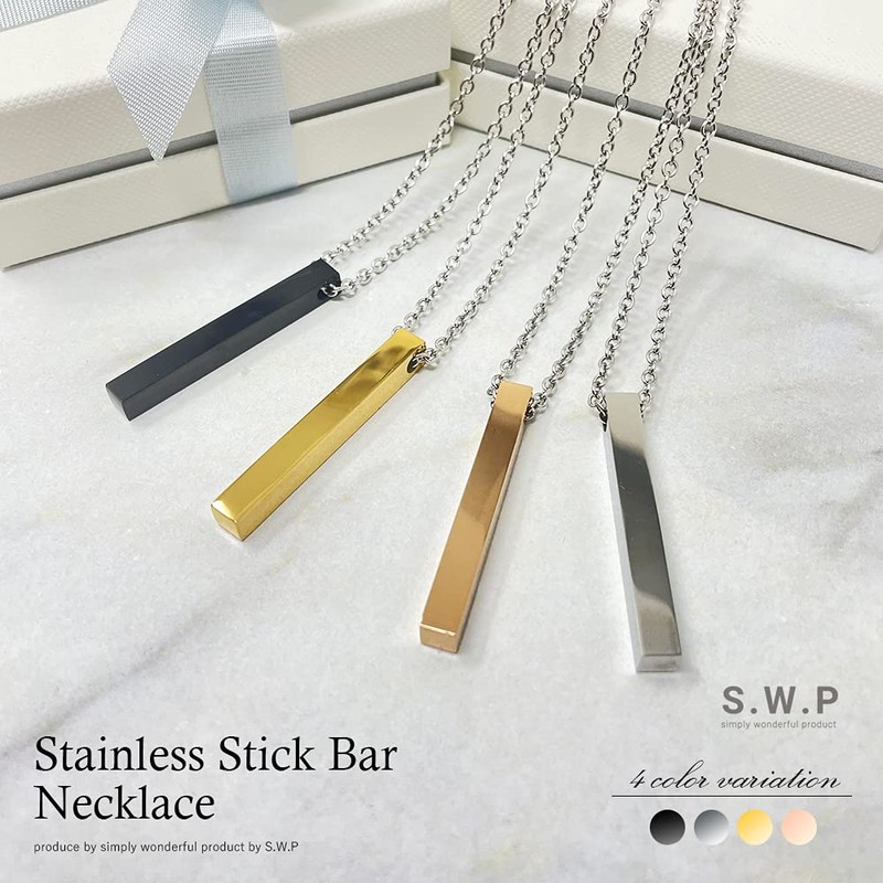 S.Double P Stainless Steel Necklace, Men's, Women's, Stick, Pendant, Stainless