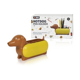 YOBRO Hotdog Pencil Holders, 5 compartments for Desk and Office Supplies, Stationery Gift Idea for Dog&Hotdog Lover,Cute Desktop Organiser -Dachshund Mini Storage Organizer