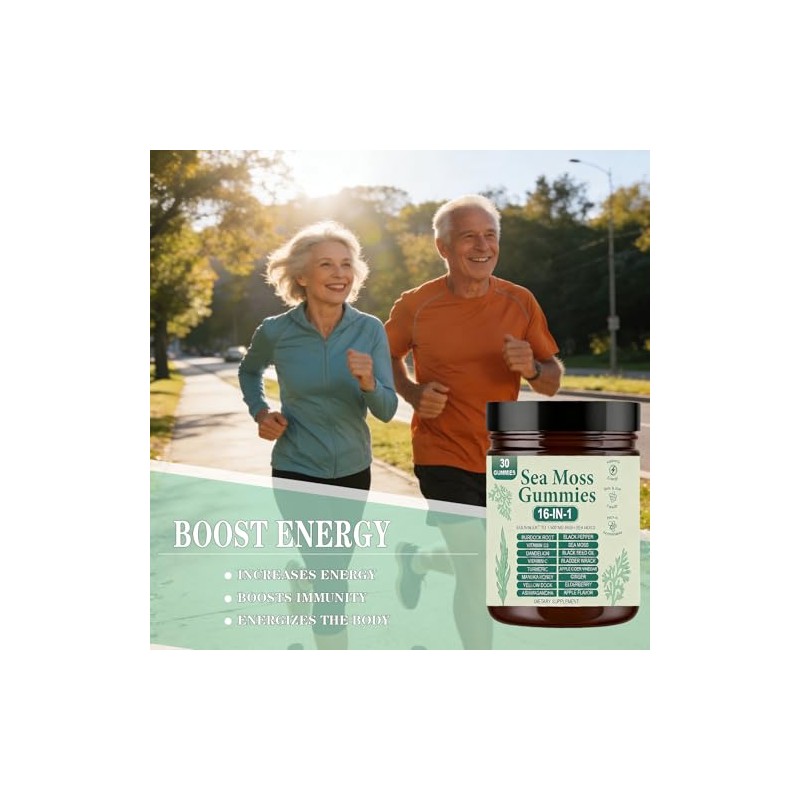 Sea Moss Gummies 16-in-1, Organic Irish Sea Moss Supplement for