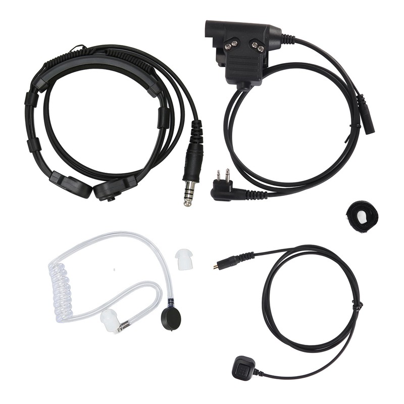 Throat Mic Earpiece 7.1mm Plug with Finger PTT Portable for