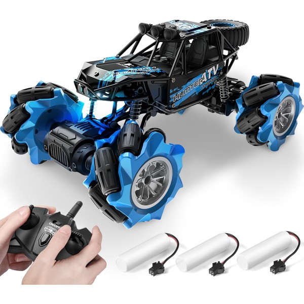 DoDoeleph Remote Control Monster Truck Car Toys, 4WD RC Cars, 1/20 360° Rotating 2.4Ghz Rechargeable Off Road Crawler Sideways Drifting All Terrain Stunt Vehicle for Boys Girls Kids