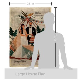 Together Forever Burlap House Flag - Set Celebration Anniversary Happy Couple Married Wedding Occasion Party Valentines - Decoration Banner Small Garden Yard Gift Double-Sided Made in USA 28 X 40