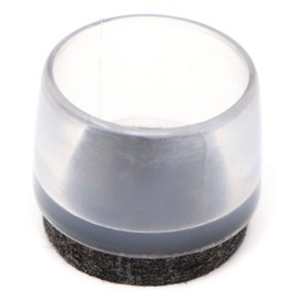 Adsamm® / 32 x Chair Leg Caps with Felt / Transparent / Diameter 21 - 22 mm / Round / Felt Furniture Gliders for Round Chair Feet and Round Bevelled Chair Legs