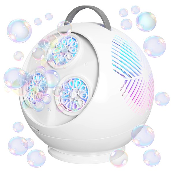 Bubble Machine for Kids Toddlers,45°/360° Auto Rotatable Spherical Bubble Maker