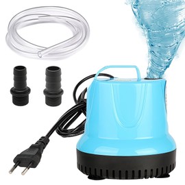 35W 2000L/H Mini Wasserpumpe, Tauchpumpe Klein, Ultra Leise Klein Tauchpumpe Aquarium Pumpe mit 3 Düse & 1,5 m 12mm Schlauch Springbrunnenpumpe für Teiche, Aquarium, Garten, Brunnen (Blau)