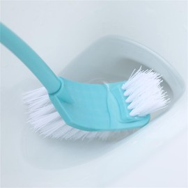 Simple Toilet Brush Double Sided Clean Brush with Long Holder 6 Colors for Choice,1piece/Pack (Light Blue)