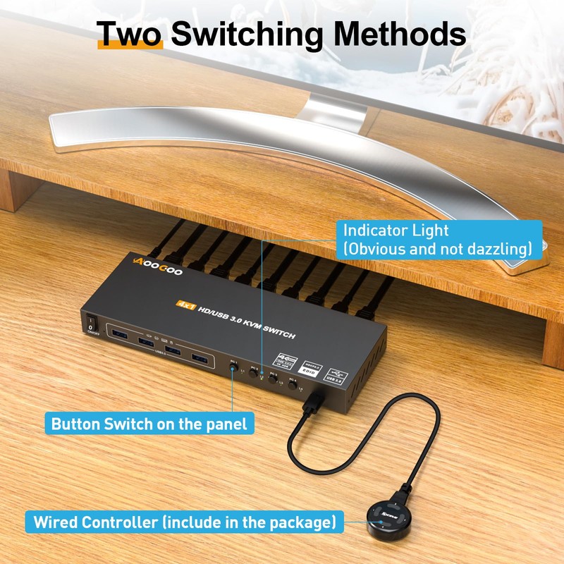 KVM Switch HDMI 4K@60Hz,KVM Switches with Simulation EDID for 4