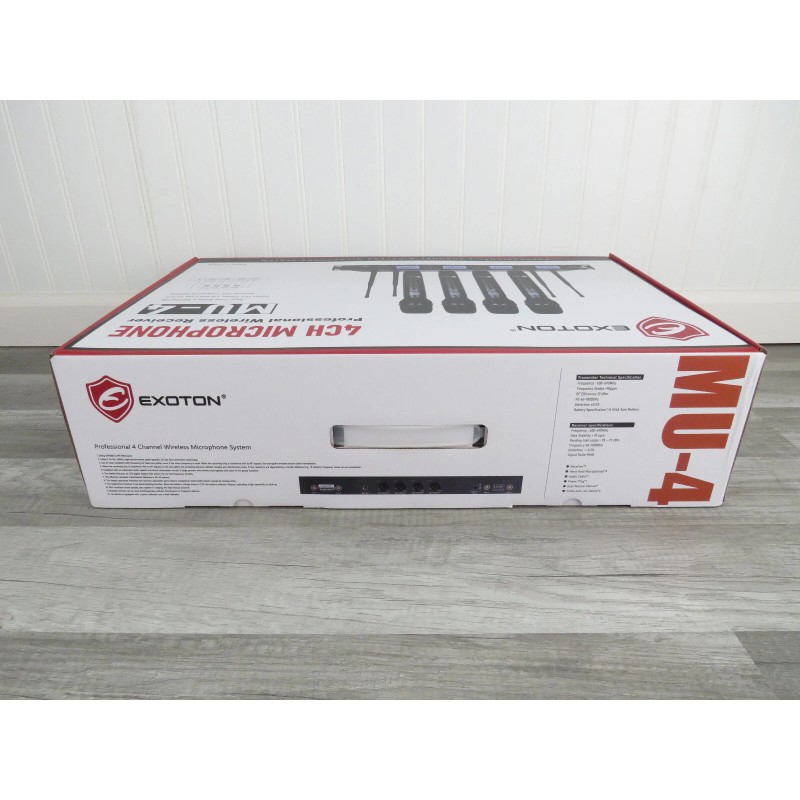 Exoton MU-4 Professional 4 Channel UHF Wireless Microphone System Rack