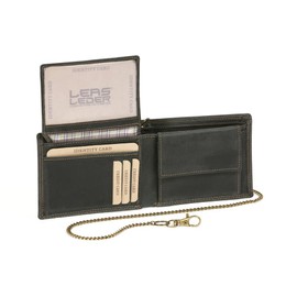 Mens Wallet with chain Biker wallet LEAS MCL, Genuine Leather, black - ''LEAS Chain-Series''