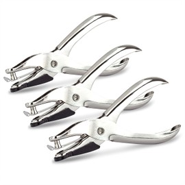 Rapesco 1739 Business Pack: 3 x Single Hole Punch Model 25, 10 Sheet Capacity, Silver