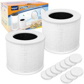 KEEPOW HEPA Filter Replacement Compatible with Levoit Core Mini Air Purifier, 2 HEPA High-Efficiency Activated Carbon Pre-Filter with 10 Aroma Pads