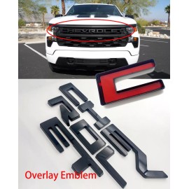 AUTO4RACING Overlay Letters FITS Chev Silverado custom Front grille 2022 - 2024 Gloss Black