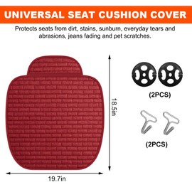 KVAEY Front Car Seat Cover, Anti-Slip Bottom Front Seat Cover Protector with Storage Pocket, Breathable Linen Driver Seat Protector Comfortable Front Cushion Pad for Most Vehicles (Wine Red)