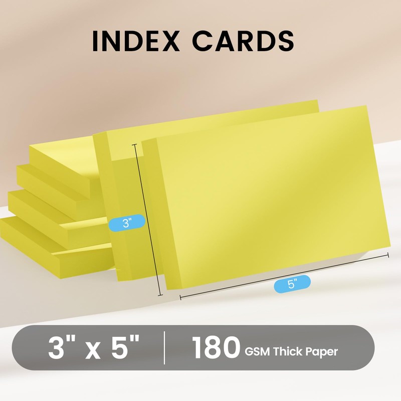 Index Cards 3x5 Inch, 300sheets, Flash Cards, Blank Yellow Note