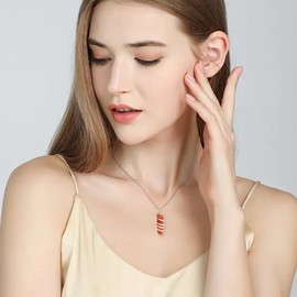 Carnelian Crystal Necklace for Women Carnelian Necklace Real Crystal Healing Carnelian Stone Necklace for Teen Girls Valentine Gifts for Her (B:SILVER)