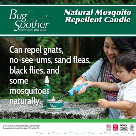 Bug Soother - Natural Insect, Gnat and Mosquito Repellent Candle, 1oz Bottle of Bug Spray Deterrent - Safe for Adults, Kids, Pets, Environment - Made in USA