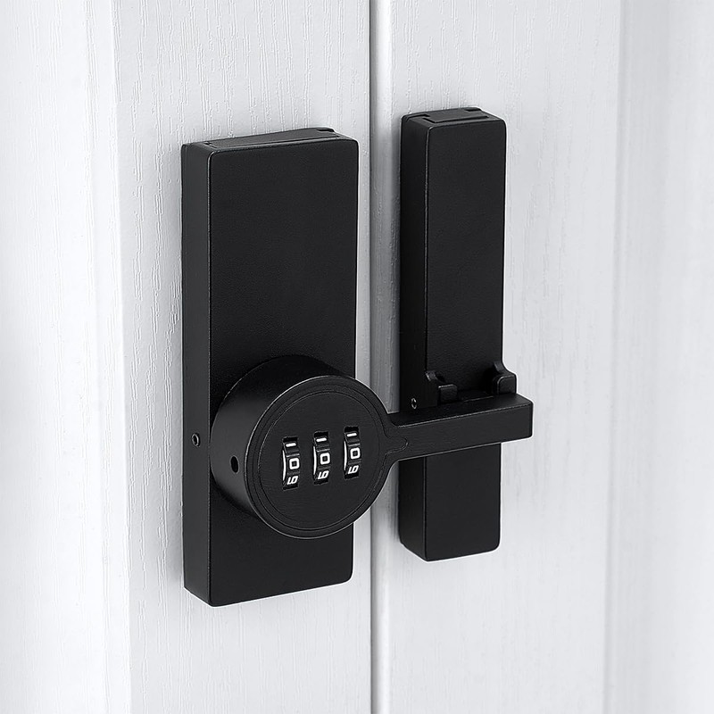 Wocoe Black 180 Degree Barn Door Lock,Mechanical Password Lock,3 Digit