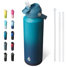 BJPKPK Insulated Water Bottle with Straw Lid, 40oz Large Thermo, BPA Free Leak Proof Stainless Steel Metal Water Bottles, Tumblers, Cups, Flasks for Travel, Sports,Vast