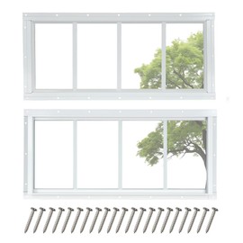 COLORPAPA 10"x23" 2 Pack Shed Transom Windows, White