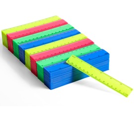 Zonon 200 Pcs Rulers Bulk Plastic Flexible Straight Rulers with Inches and Centimeters for First Day of School Gift for Students Back to School Office Supplies(Opaque Bright Color,6 Inch)