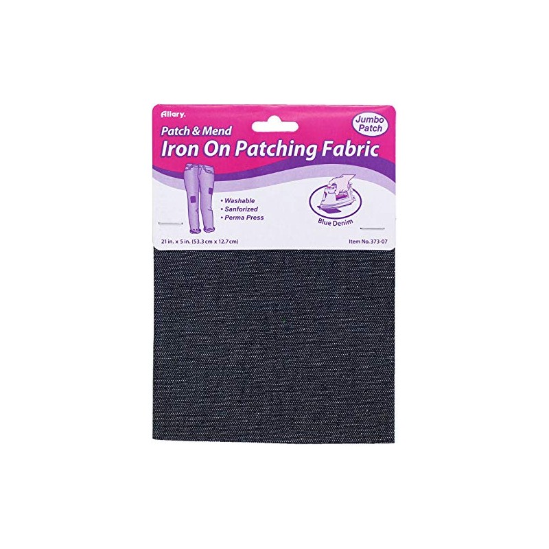 ALLARY CORPORATION Blue Denim, 21"X5" Allary Iron On Patching Fabric