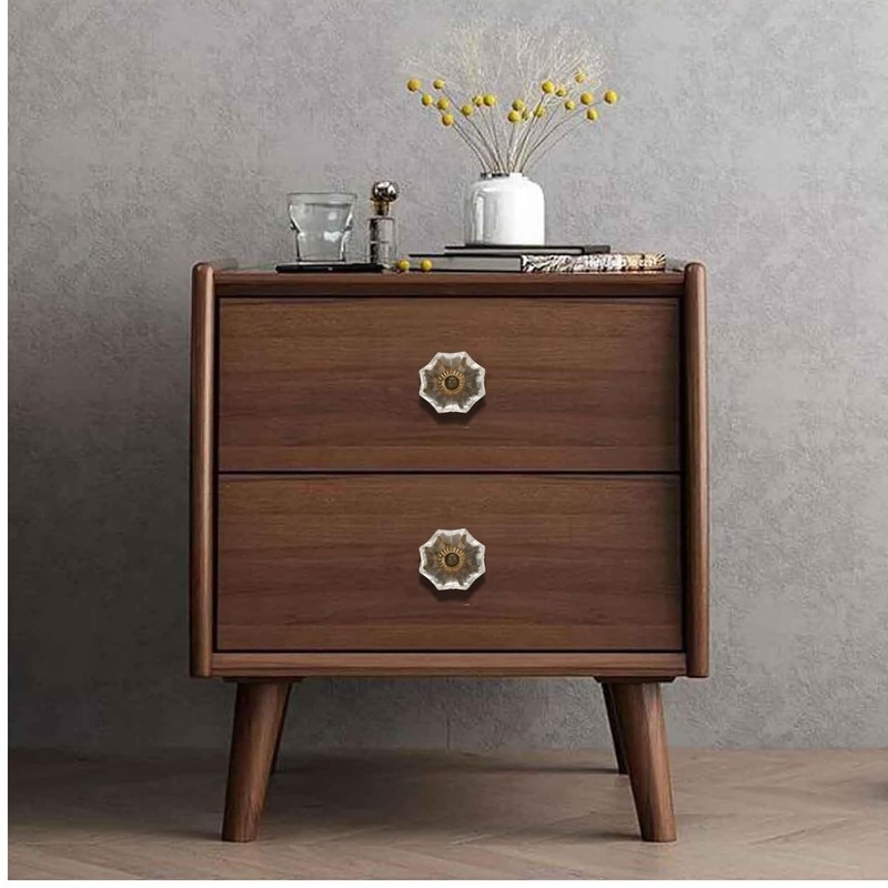 Perilla Home Set of 6 Crystal Knobs for Cabinet &