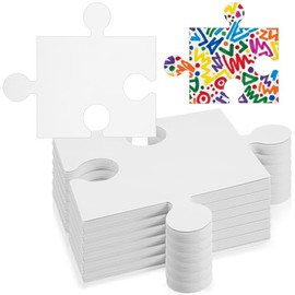60 Pcs Large White Blank Puzzle Pieces Bulk to Draw on for Adult to Draw and Write and Makes Your Own DIY Huge Art Display (8 x 9 Inch)