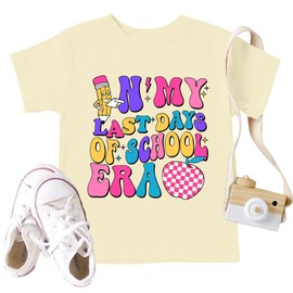 CAZYCHILD in My Last Days of School Era Shirt for Toddler Boys Girls Student Life Graduation Appreciation Shirts Tops Cream