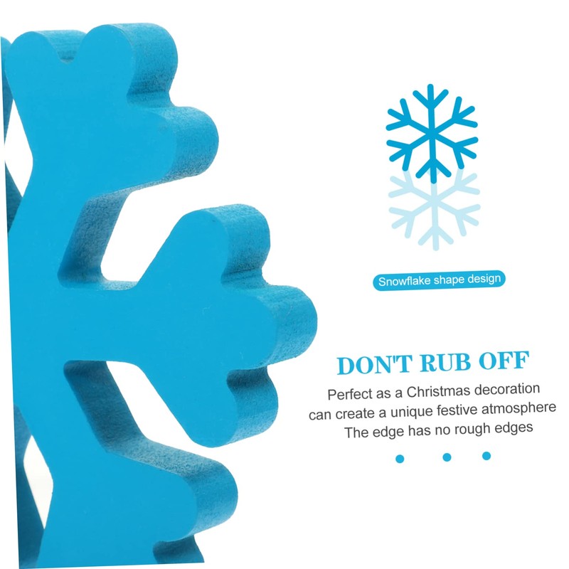 MAGICLULU 3pcs Blue and White Wooden Snowflake Ornaments Xmas Table