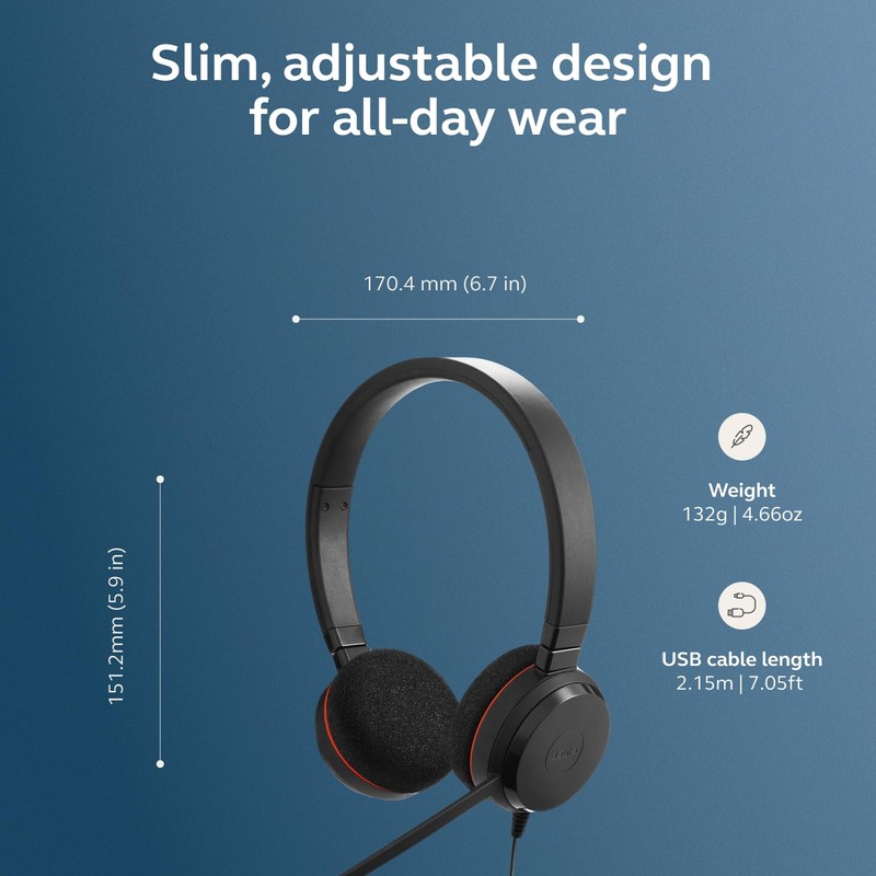 Jabra Evolve 20 Stereo Headset – Unified Communication Certified Headphones