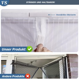 Jarolift Fly Screen Magnetic Curtain for Doors, Various Sizes And Colours Available No Drilling Necessary, white
