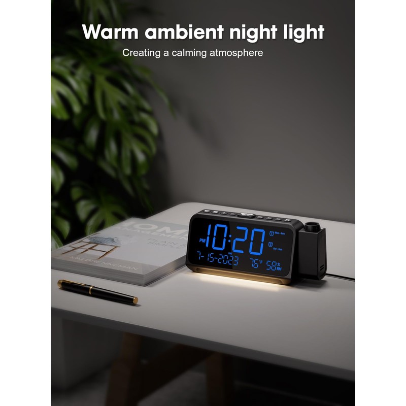 ROCAM Projection Alarm Clock, Digital Clock with Projector on Ceiling
