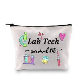 JTOUK Lab Tech Survival Kit Funny Lab Week Lab Tech Gift Laboratory Technician Zipper Pouch Makeup Bag (Survival Lab Tech Bag EU)