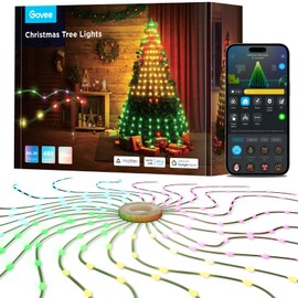 Govee Govee Christmas Tree Lights, Smart RGBIC 480 LEDs Christmas Lights Outdoor, 6.6ft  24 String Lights for Holiday Decor, IP65 Waterproof, Music Sync, Voice Control, 60+ Scene Modes, Green Wire