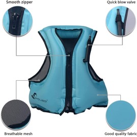 Life Jacket, Floating Vest, Swimming Snorkeling Jacket, Inflatable Vest, Fishing, Life-saving Jacket, For Adults, Kayaking, Lifesaving Device, Manual Inflatable, Water Sports, Sea Outdoor Swimming Pool, CE Certified, Floating Vest (B-Blue)