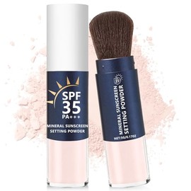 Mineral Sunscreen Setting Powder, SPF 35 for Face Oil Control Long Lasting Mineral Brush Powder Natural Translucent Powder Matte Finish Makeup for All Skin (02 Fair)