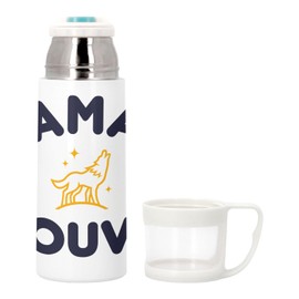 Thermoskanne aus Edelstahl mit integrierter Tasse – Mama Louve Famille Mignon Tier – 350 ml – Thermosflasche